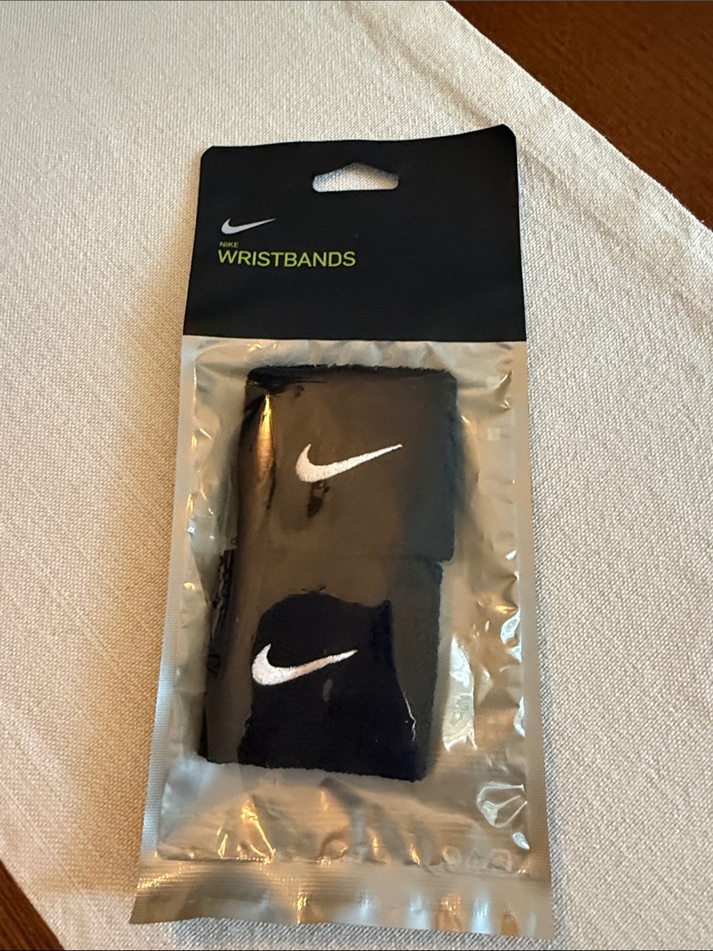 Nike Black Wristbands with White Swoosh Embroidery